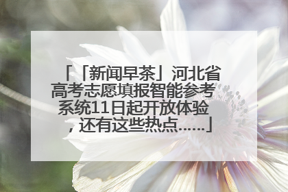 「新闻早茶」河北省高考志愿填报智能参考系统11日起开放体验，还有这些热点……
