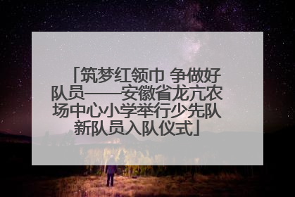 筑梦红领巾 争做好队员——安徽省龙亢农场中心小学举行少先队新队员入队仪式