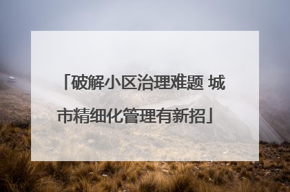 破解小区治理难题 城市精细化管理有新招