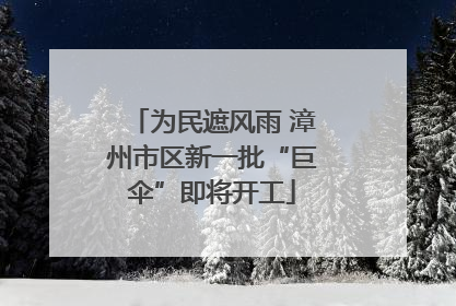 为民遮风雨 漳州市区新一批“巨伞”即将开工