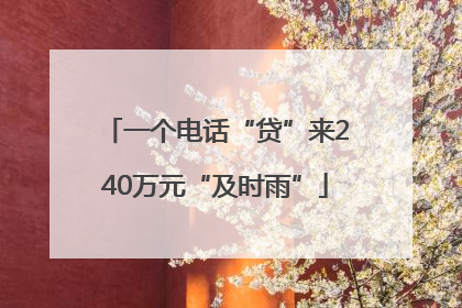 一个电话“贷”来240万元“及时雨”