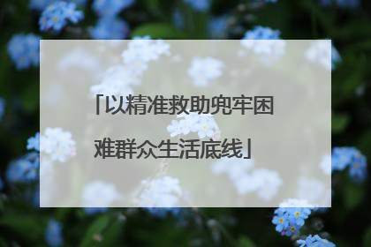 以精准救助兜牢困难群众生活底线