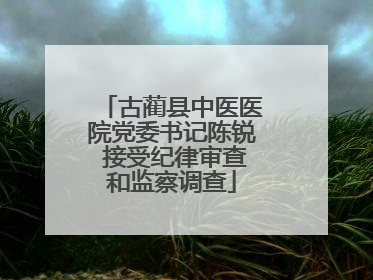 古蔺县中医医院党委书记陈锐 接受纪律审查和监察调查