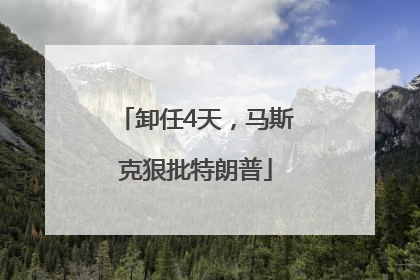卸任4天，马斯克狠批特朗普