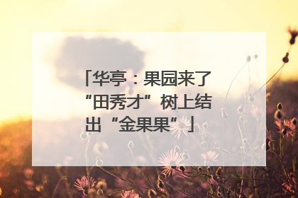 华亭：果园来了“田秀才”树上结出“金果果”