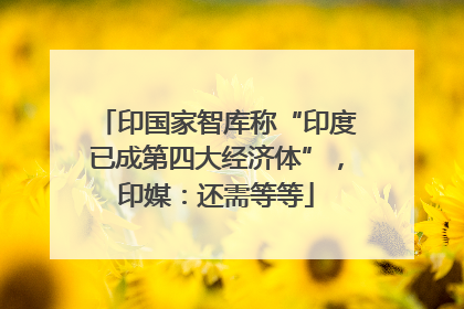 印国家智库称“印度已成第四大经济体”，印媒：还需等等