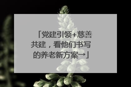 党建引领+慈善共建，看他们书写的养老新方案→
