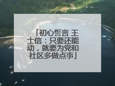 初心誓言 王士信：只要还能动，就要为党和社区多做点事