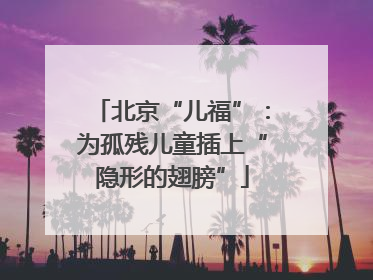 北京“儿福”：为孤残儿童插上“隐形的翅膀”