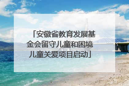 安徽省教育发展基金会留守儿童和困境儿童关爱项目启动