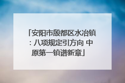 安阳市殷都区水冶镇：八项规定引方向 中原第一镇谱新章