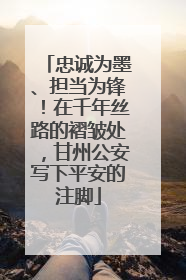忠诚为墨、担当为锋！在千年丝路的褶皱处，甘州公安写下平安的注脚