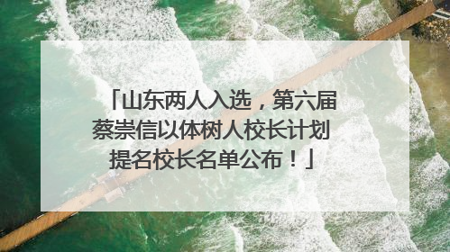 山东两人入选，第六届蔡崇信以体树人校长计划提名校长名单公布！