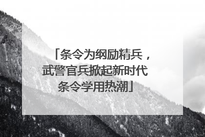 条令为纲励精兵，武警官兵掀起新时代条令学用热潮