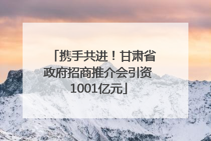 携手共进！甘肃省政府招商推介会引资1001亿元