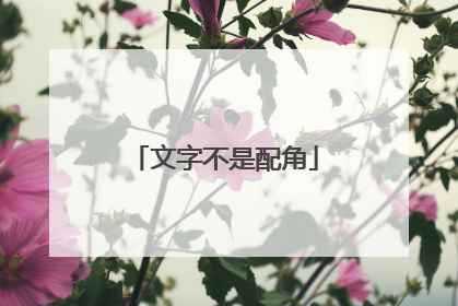 文字不是配角