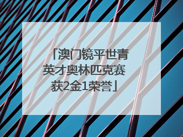 澳门镜平世青英才奥林匹克赛获2金1荣誉