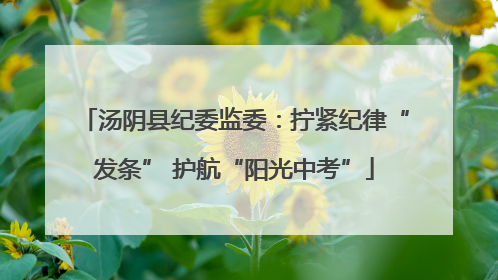汤阴县纪委监委：拧紧纪律“发条” 护航“阳光中考”