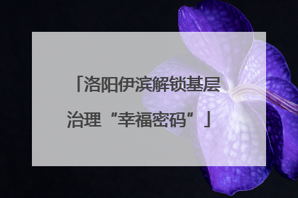 洛阳伊滨解锁基层治理“幸福密码”