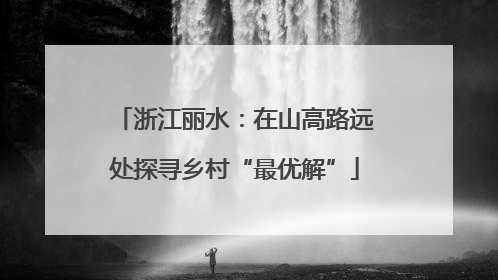 浙江丽水：在山高路远处探寻乡村“最优解”