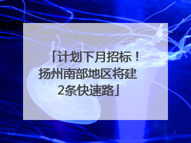 计划下月招标！扬州南部地区将建2条快速路