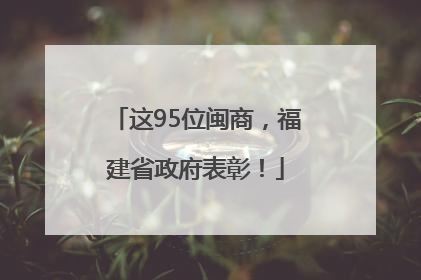 这95位闽商，福建省政府表彰！