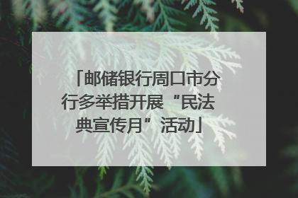 邮储银行周口市分行多举措开展“民法典宣传月”活动