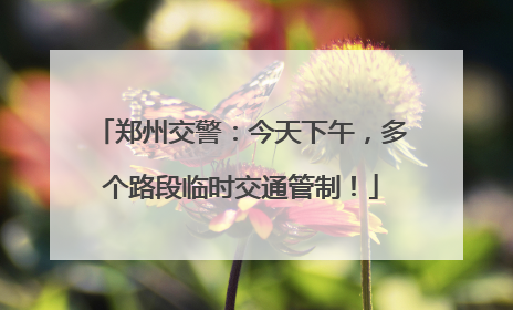郑州交警：今天下午，多个路段临时交通管制！