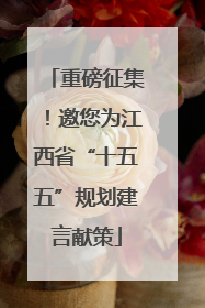 重磅征集！邀您为江西省“十五五”规划建言献策