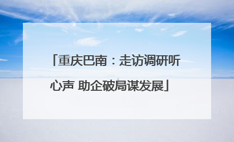 重庆巴南：走访调研听心声 助企破局谋发展
