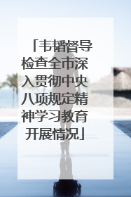韦韬督导检查全市深入贯彻中央八项规定精神学习教育开展情况