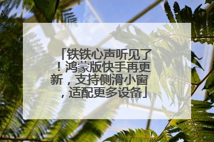 铁铁心声听见了！鸿蒙版快手再更新，支持侧滑小窗，适配更多设备