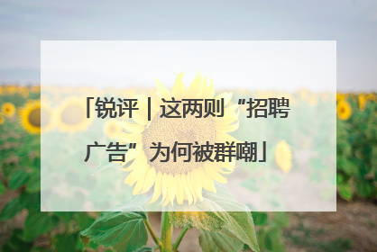 锐评｜这两则“招聘广告”为何被群嘲