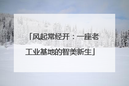 风起常经开：一座老工业基地的智美新生