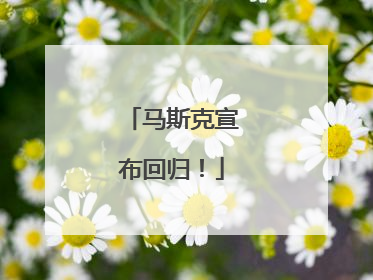 马斯克宣布回归！