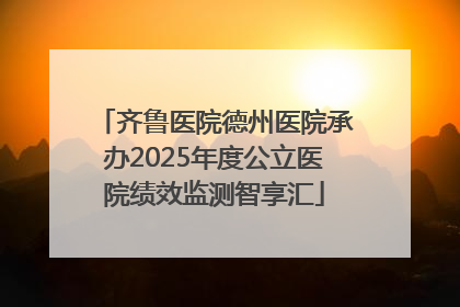 齐鲁医院德州医院承办2025年度公立医院绩效监测智享汇